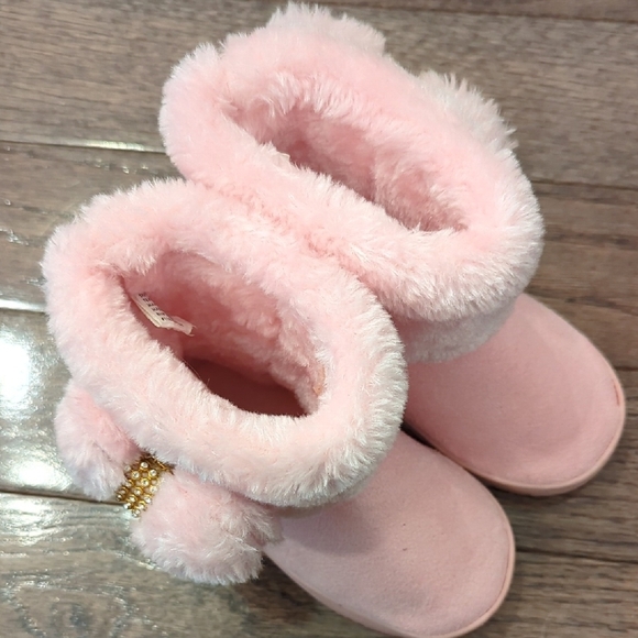 Cute Pink Toddler Boots with Gold‎ Bow size 7 - Picture 6 of 8